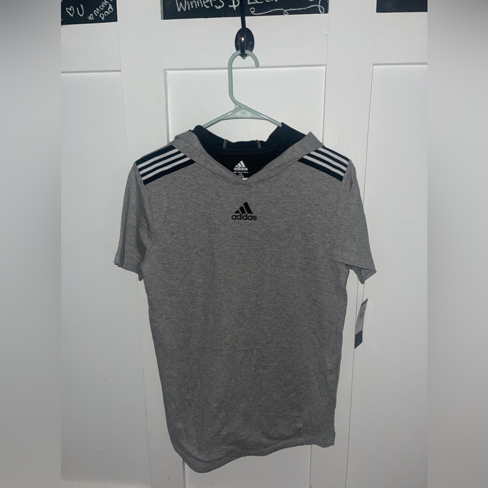Boys 14/16 Adidas short sleeve hooded top. NWT